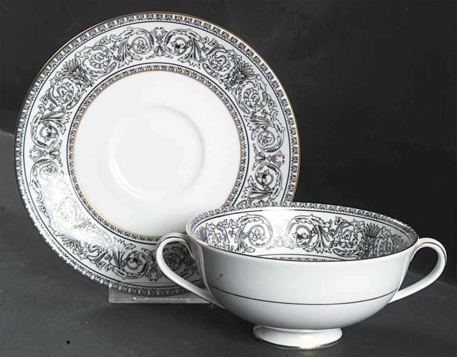 Baronet Footed Cream Soup Bowl & Saucer Set by Royal Doulton-1