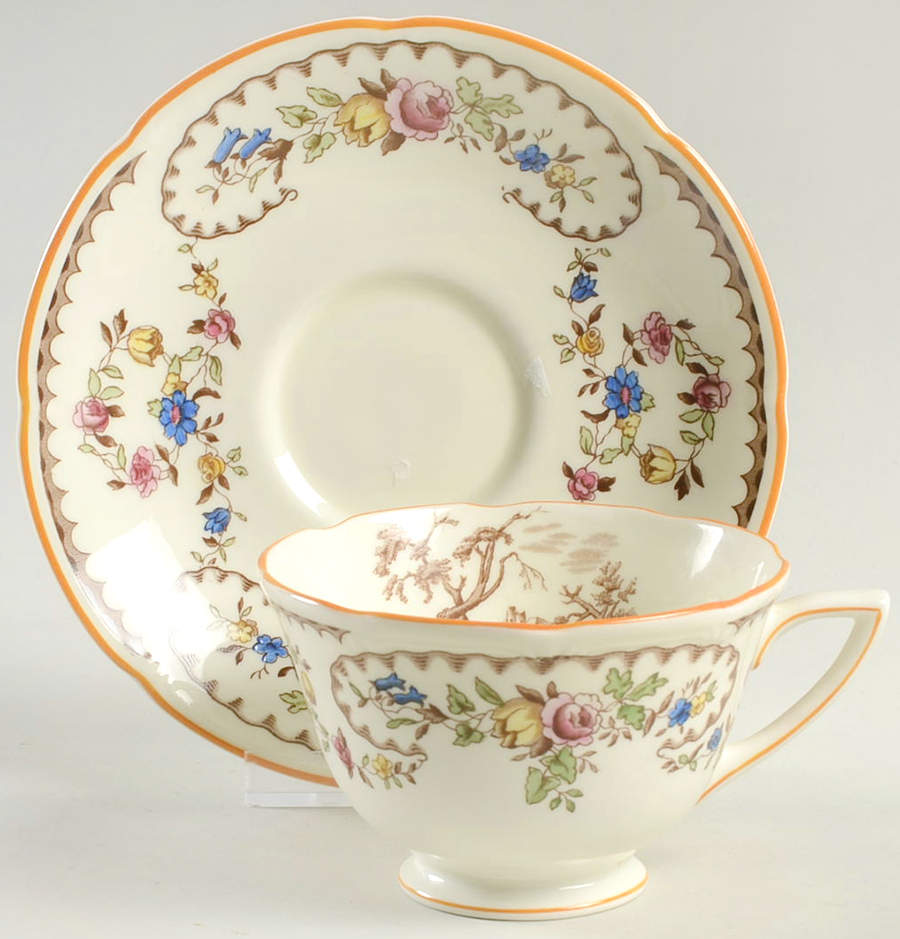 The Beaufort (Center Design) Footed Cup & Saucer Set by Royal Doulton-1