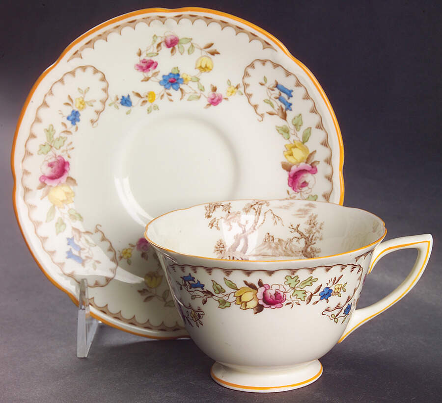 The Beaufort (Center Design) Footed Cup & Saucer Set by Royal Doulton-1