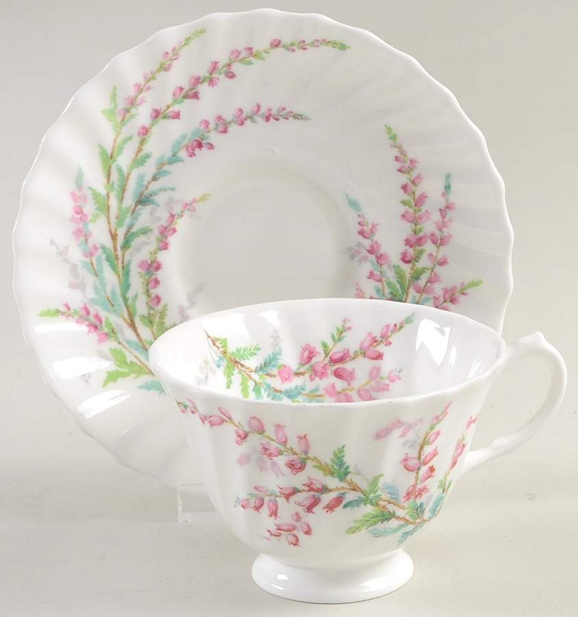 Bell Heather (Scalloped, No Trim) Footed Cup & Saucer Set by Royal Doulton-1