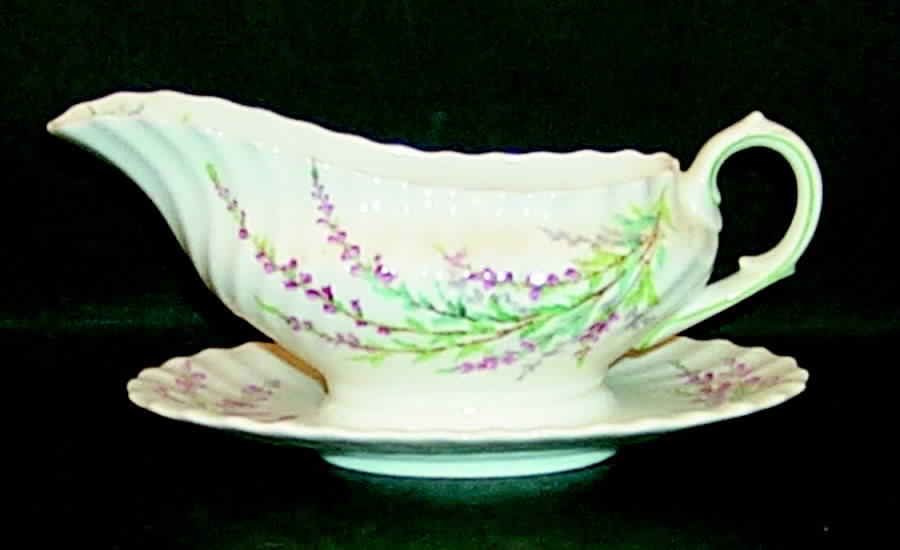 Bell Heather (Scalloped, No Trim) Gravy Boat with Attached Underplate by Royal Doulton-1
