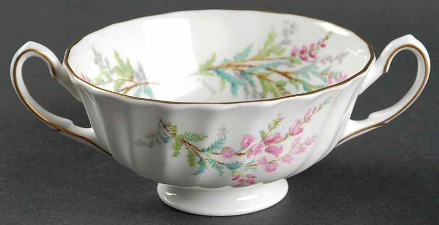 Bell Heather (Scalloped, No Trim) Footed Cream Soup Bowl by Royal Doulton-1