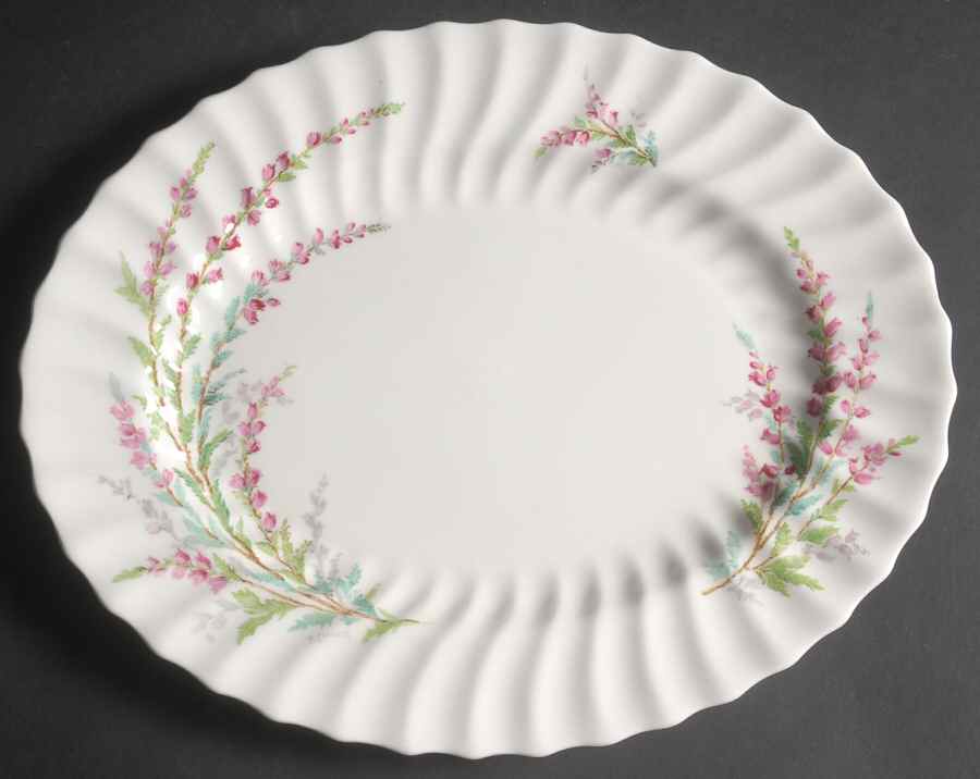 Bell Heather (Scalloped, No Trim) 12" Oval Serving Platter by Royal Doulton-1