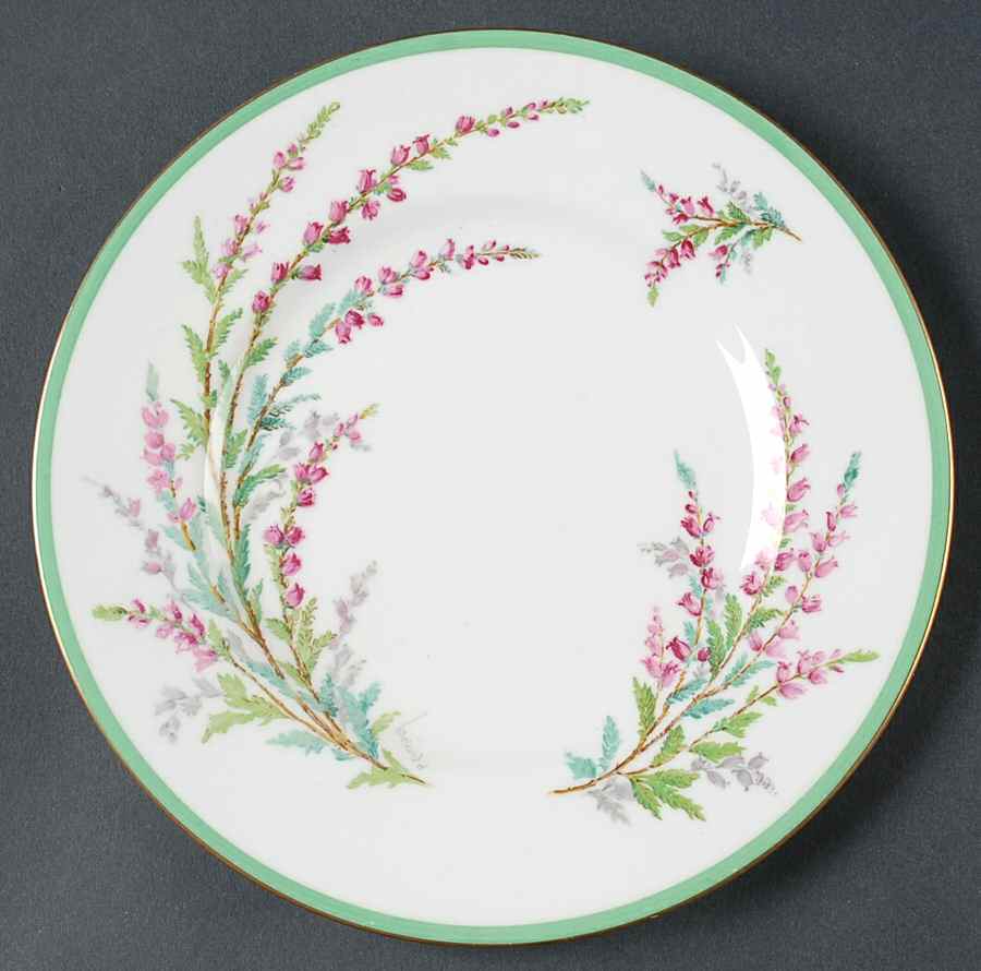 Bell Heather (Green Band, Gold Trim) Salad Plate by Royal Doulton-1