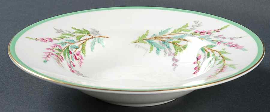 Bell Heather (Green Band, Gold Trim) Rim Soup Bowl by Royal Doulton-1