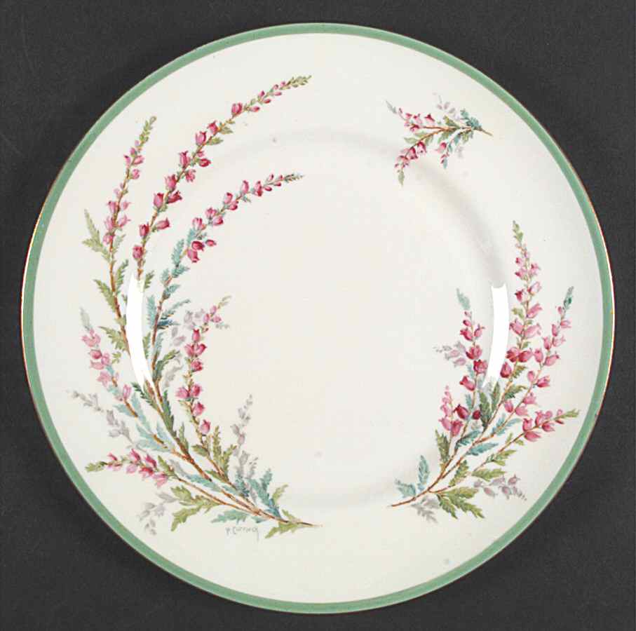 Bell Heather (Green Band, Gold Trim) Dinner Plate by Royal Doulton-1
