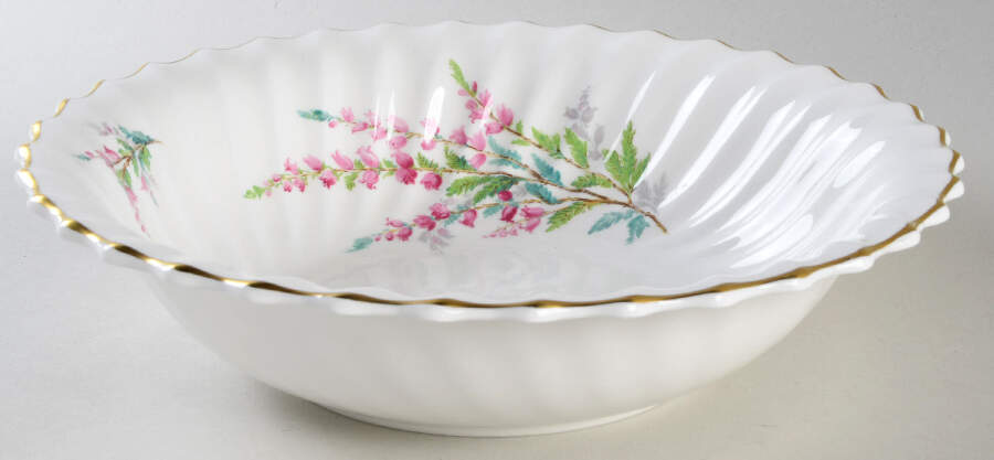 Bell Heather (Scalloped, Gold Trim) 9" Round Vegetable Bowl by Royal Doulton-1