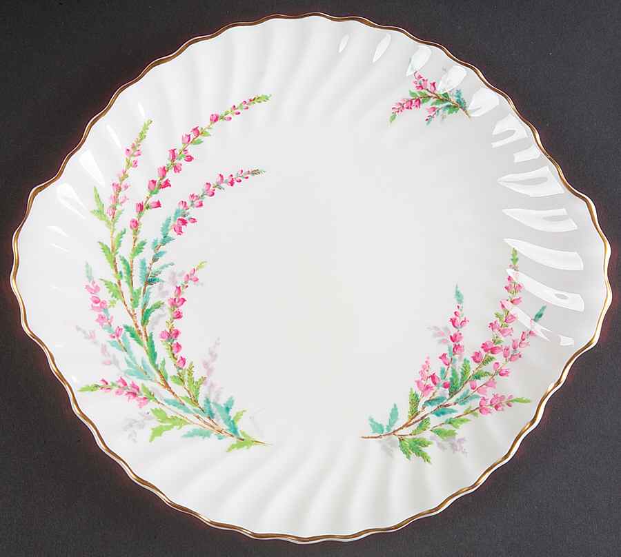 Bell Heather (Scalloped, Gold Trim) Handled Cake Plate by Royal Doulton-1