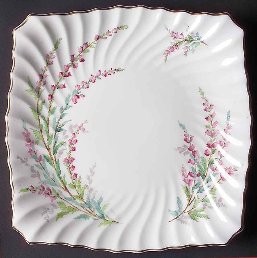 Bell Heather (Scalloped, Gold Trim) Square Cake Plate by Royal Doulton-1