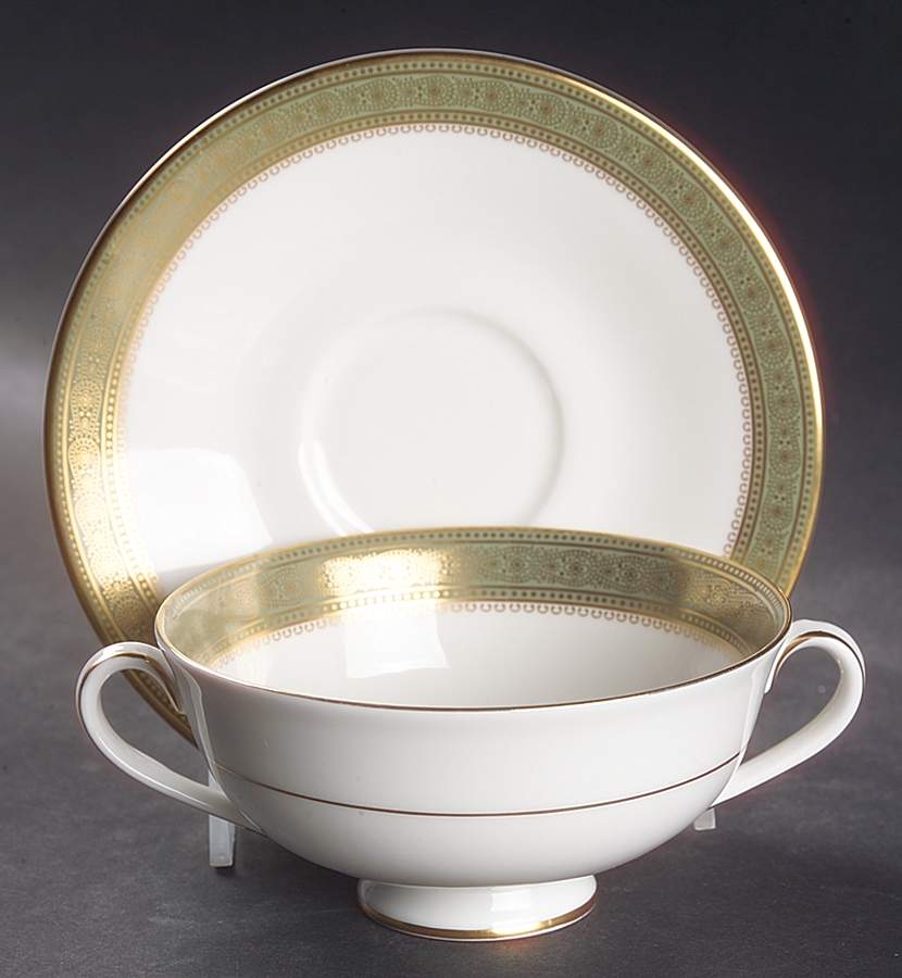 Belvedere Footed Cream Soup Bowl & Saucer Set by Royal Doulton-1