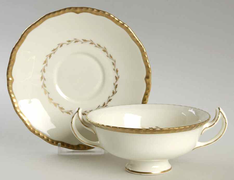 Belvedere Footed Cream Soup Bowl & Saucer Set by Royal Doulton-1