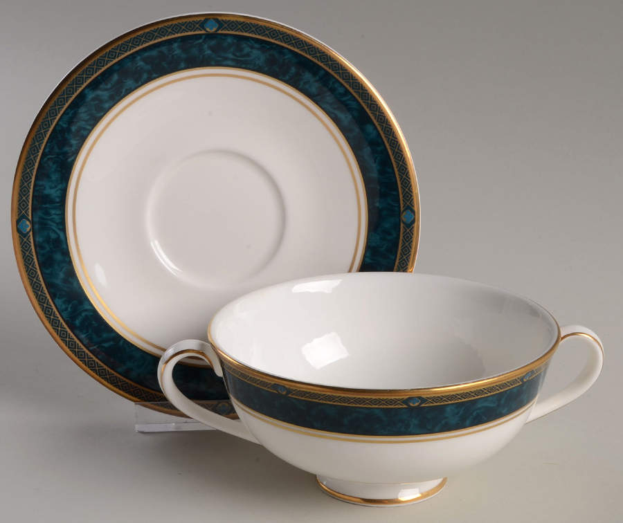Biltmore Footed Cream Soup Bowl & Cup Saucer Set by Royal Doulton-1