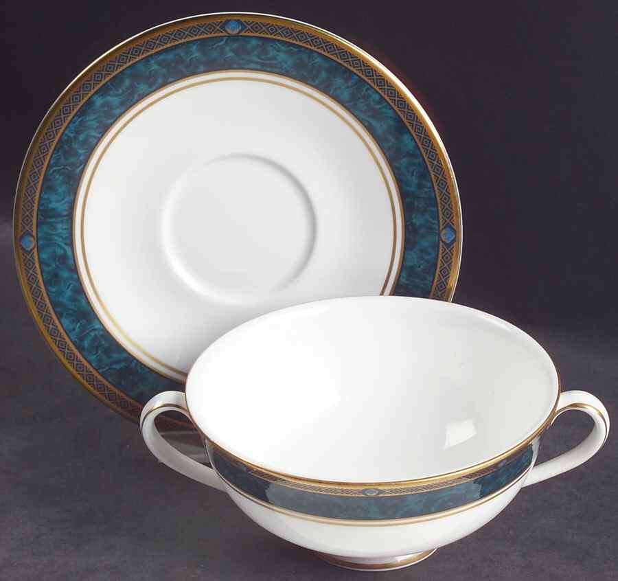 Biltmore Footed Cream Soup Bowl & Cup Saucer Set by Royal Doulton-1