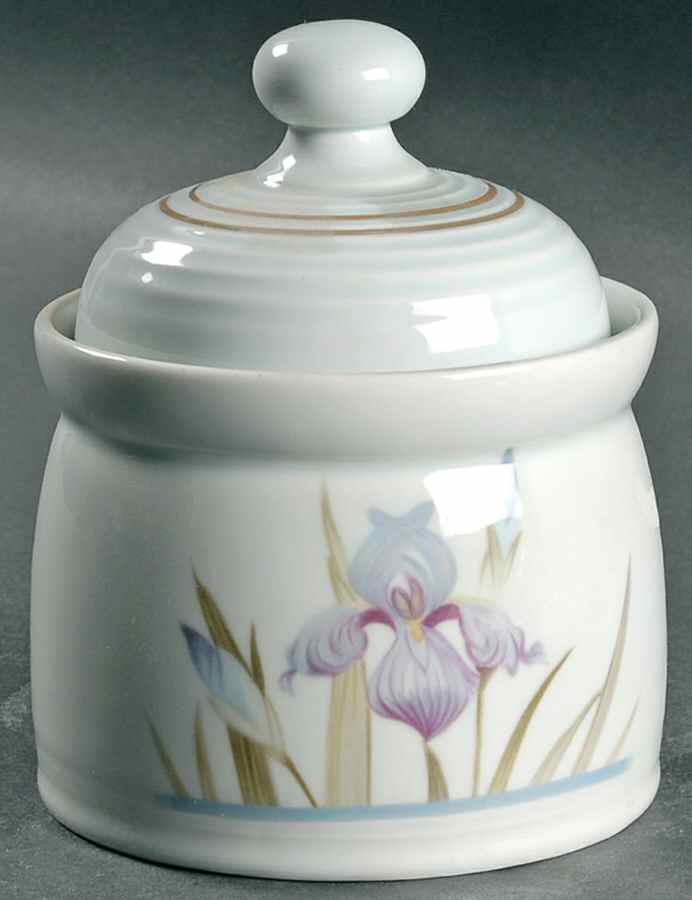 Blue Iris Sugar Bowl & Lid by Royal Doulton-1
