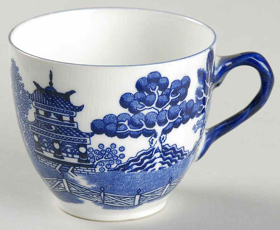 Blue Willow (Flow Blue) Flat Cup by Royal Doulton-1