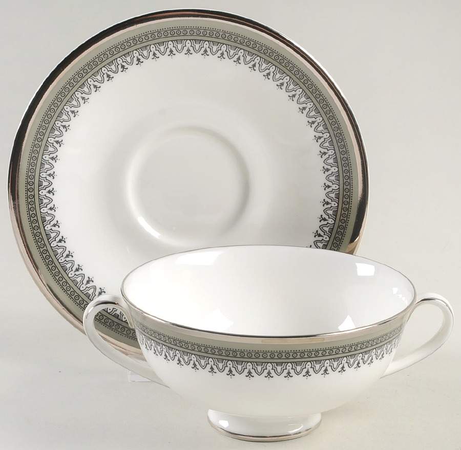 Braemar Footed Cream Soup Bowl & Saucer Set by Royal Doulton-1