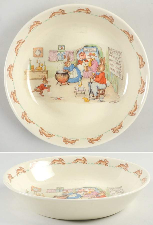 Bunnykins (Albion Shape) Coupe Soup/Porridge Bowl by Royal Doulton-1