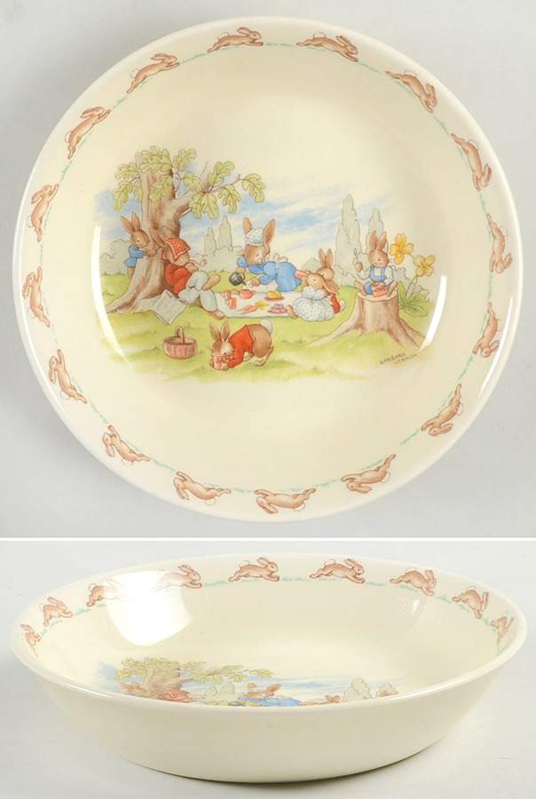 Bunnykins (Albion Shape) Coupe Soup/Porridge Bowl by Royal Doulton-1