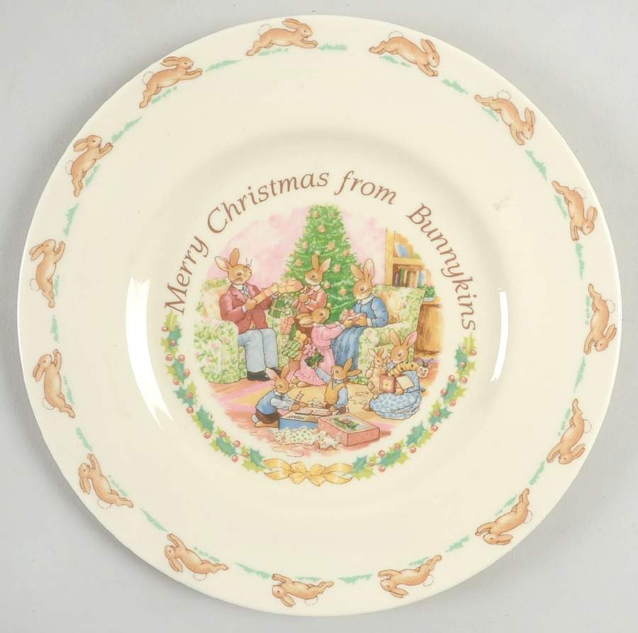 Bunnykins (Albion Shape) Merry Christmas Salad Plate by Royal Doulton-1