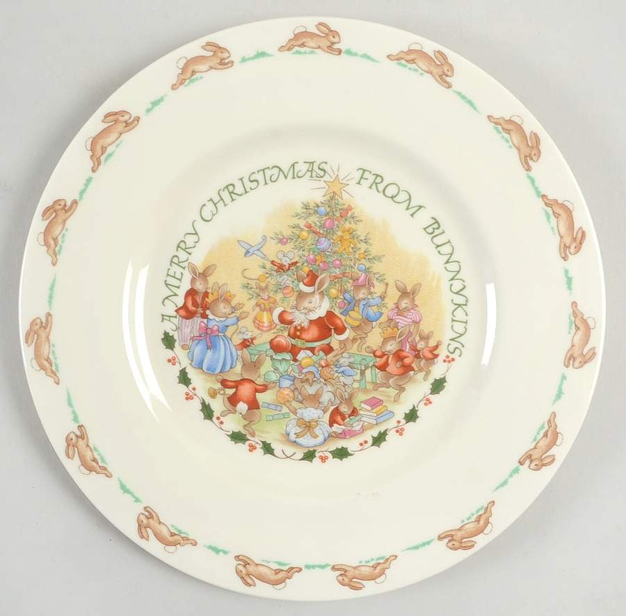 Bunnykins (Albion Shape) Merry Christmas Salad Plate by Royal Doulton-1