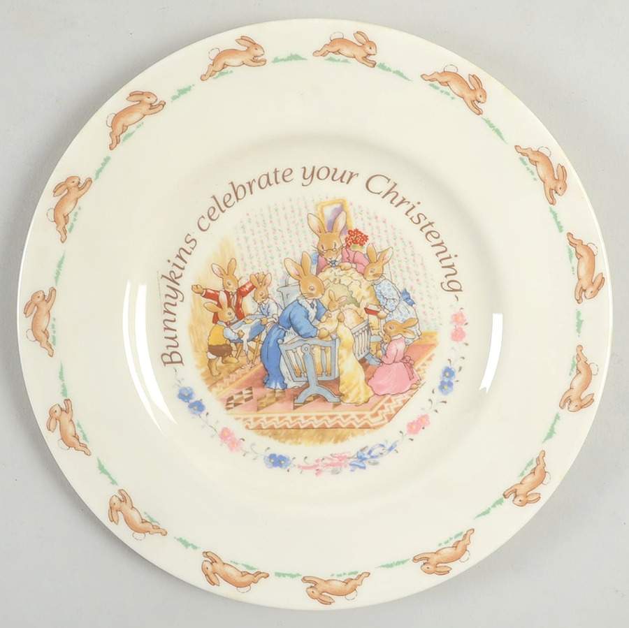 Bunnykins (Albion Shape) Christening Salad Plate by Royal Doulton-1