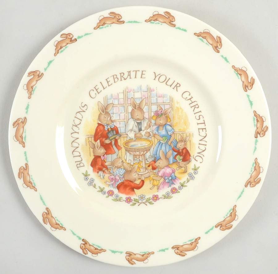 Bunnykins (Albion Shape) Christening Salad Plate by Royal Doulton-1