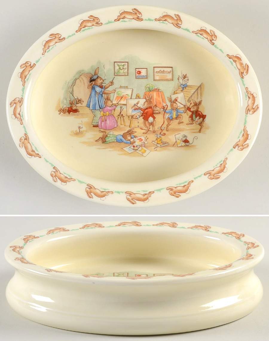 Bunnykins (Albion Shape) 8" Oval Baby Plate by Royal Doulton-1