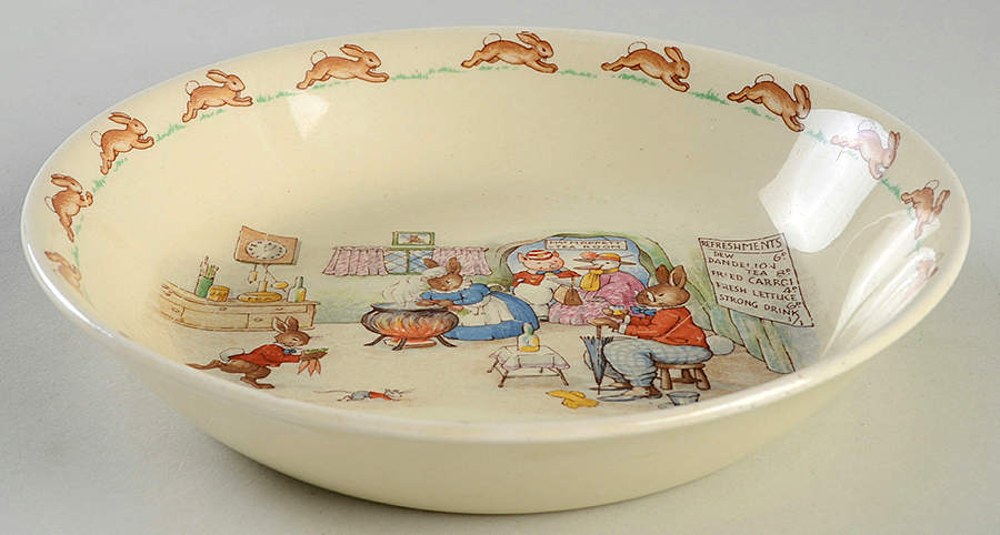 Bunnykins (Albion Shape) Coupe Soup/Porridge Bowl by Royal Doulton-1
