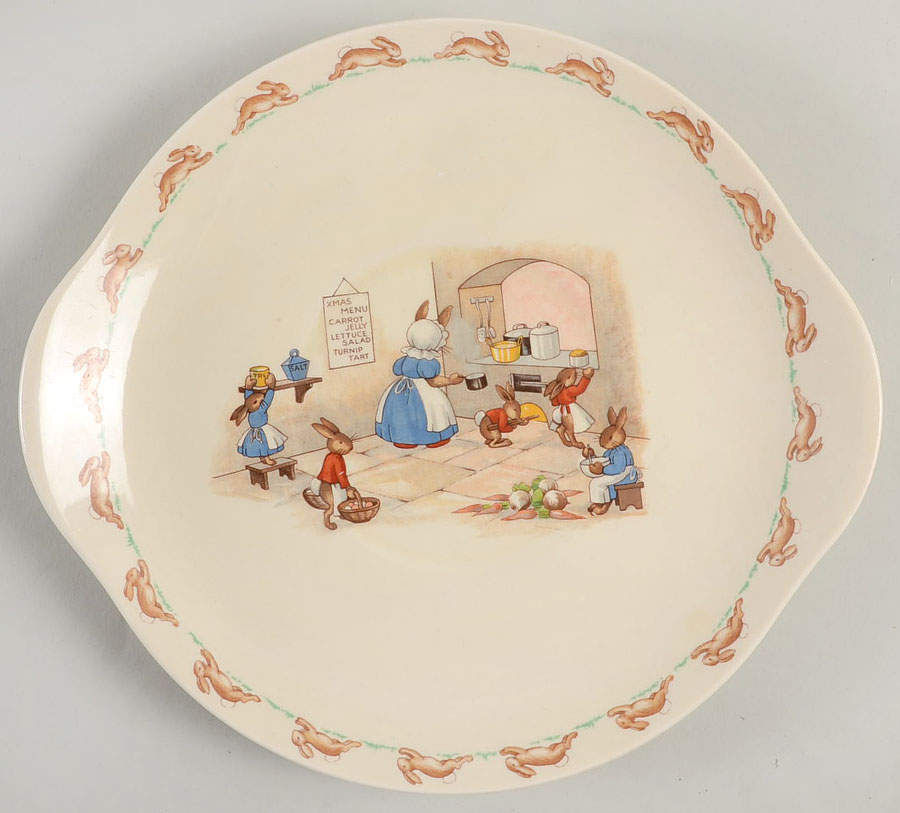 Bunnykins (Albion Shape) Handled Cake Plate by Royal Doulton-1