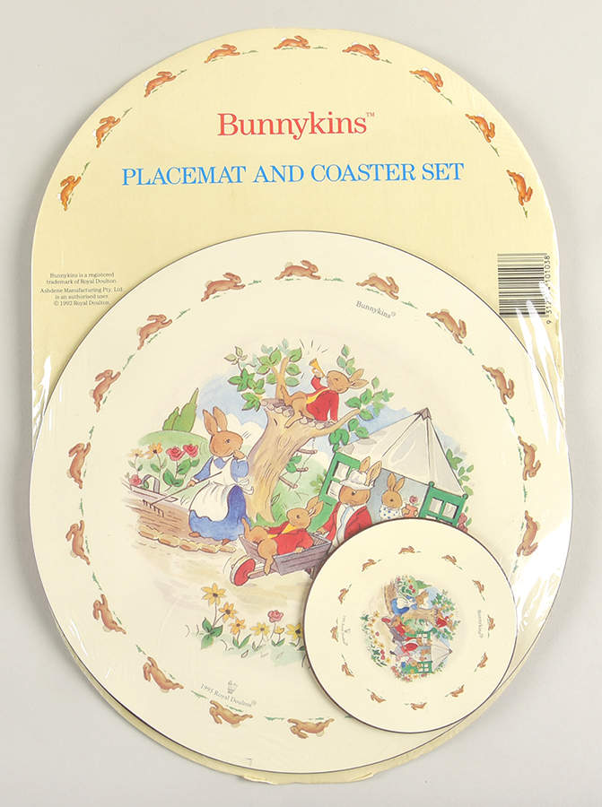 Bunnykins (Albion Shape) Round Cork Board Placemat & Coaster Set by Royal Doulton-1