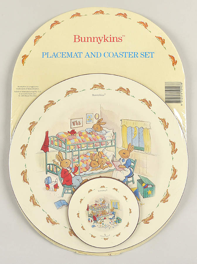 Bunnykins (Albion Shape) Round Cork Board Placemat & Coaster Set by Royal Doulton-1