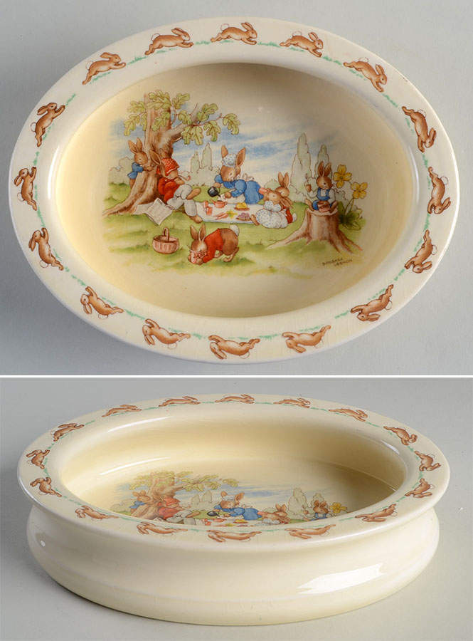 Bunnykins (Albion Shape) 8" Oval Baby Plate by Royal Doulton-1