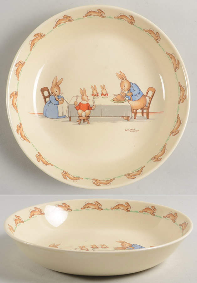 Bunnykins (Albion Shape) Coupe Soup/Porridge Bowl by Royal Doulton-1