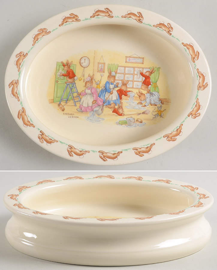 Bunnykins (Albion Shape) 8" Oval Baby Plate by Royal Doulton-1