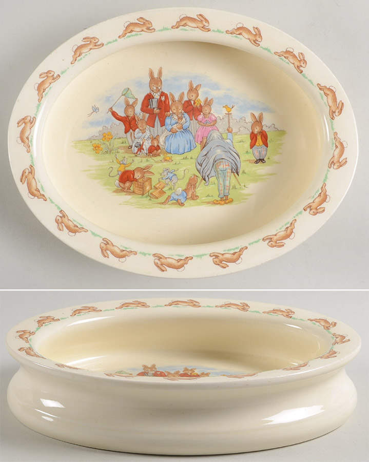 Bunnykins (Albion Shape) 8" Oval Baby Plate by Royal Doulton-1