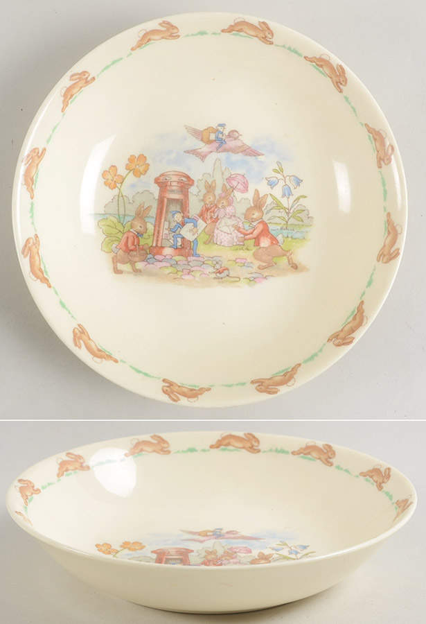 Bunnykins (Albion Shape) Coupe Soup/Porridge Bowl by Royal Doulton-1