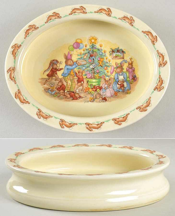 Bunnykins (Albion Shape) 8" Oval Baby Plate by Royal Doulton-1