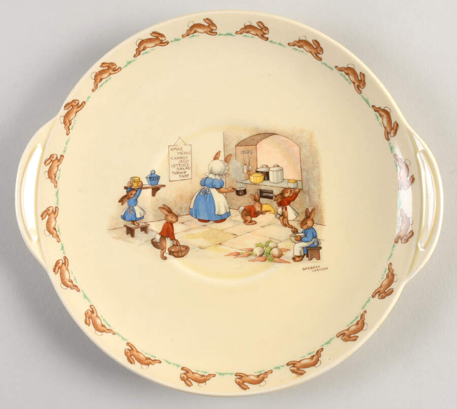 Bunnykins (Albion Shape) Handled Cake Plate by Royal Doulton-1