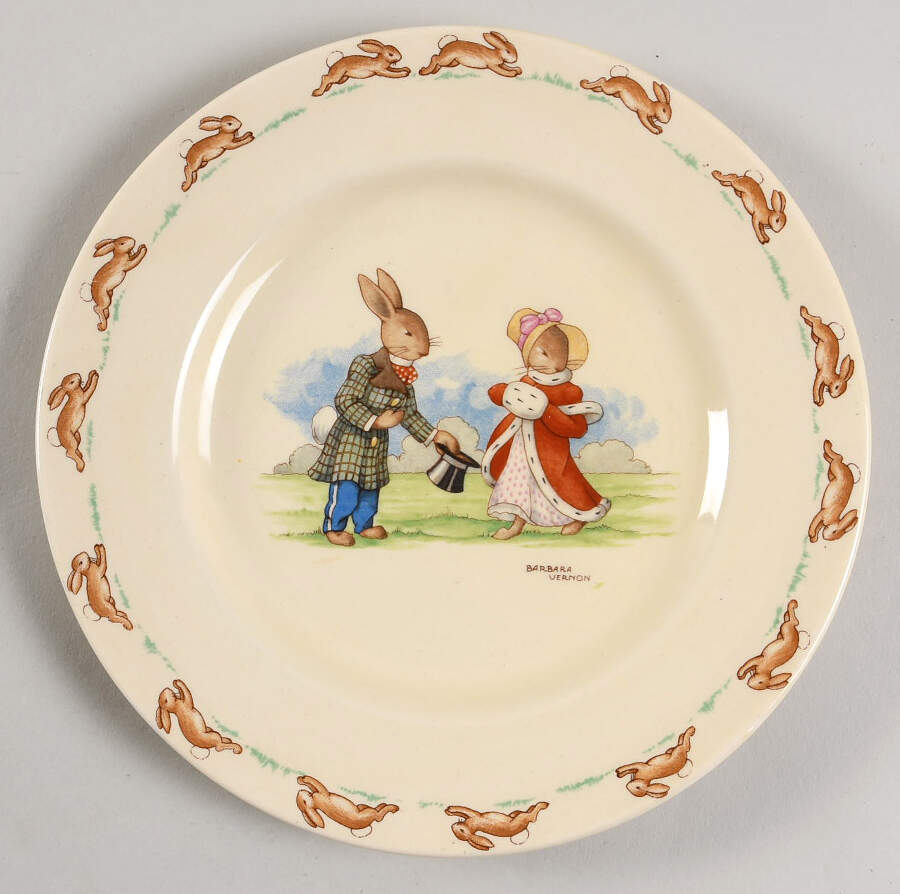 Bunnykins (Albion Shape) Dessert/Pie Plate by Royal Doulton-1