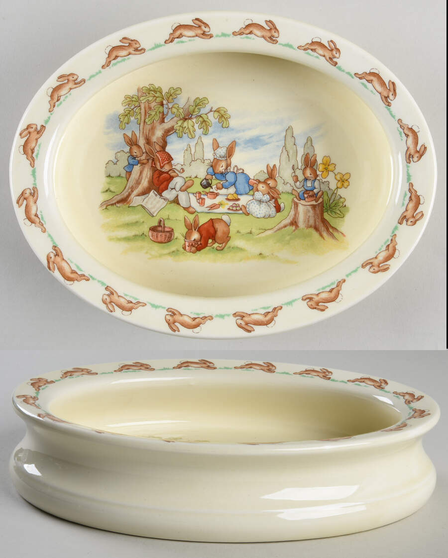 Bunnykins (Albion Shape) 8" Oval Baby Plate by Royal Doulton-1