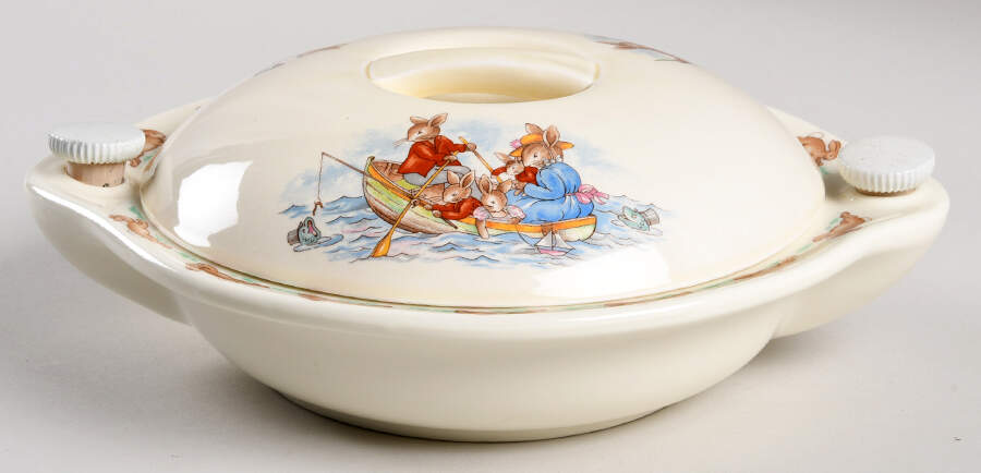 Bunnykins (Albion Shape) Hot Water Plate & Cover by Royal Doulton-1