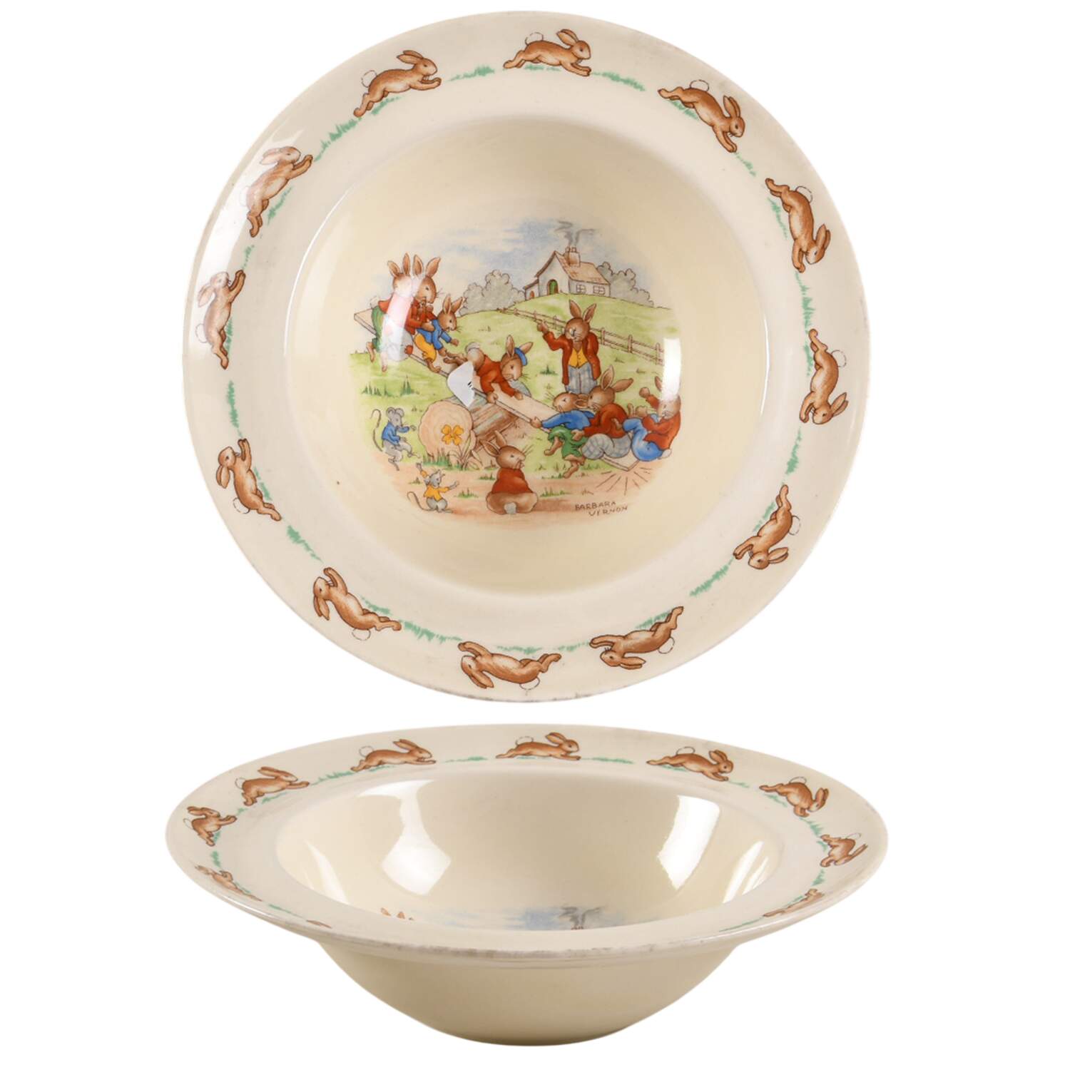 Bunnykins (Albion Shape) Rim Fruit/Dessert (Sauce) Bowl by Royal Doulton-1