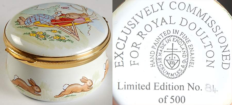 Bunnykins (Albion Shape) Round Enamel with Box Hinged Lid by Royal Doulton-1