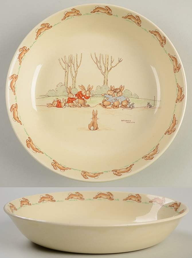 Bunnykins (Albion Shape) Coupe Soup/Porridge Bowl by Royal Doulton-1