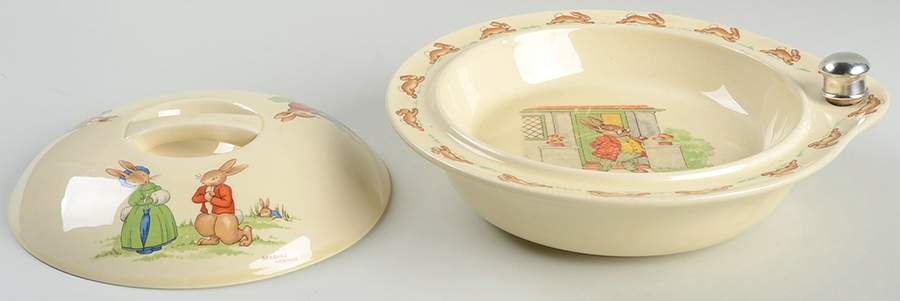 Bunnykins (Albion Shape) Hot Water Plate & Cover by Royal Doulton-1