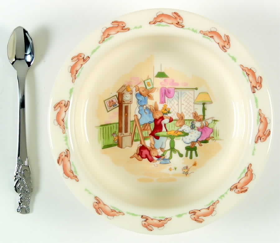 Bunnykins (Albion Shape) 2-Piece Nursery Set (Plate and Spoon) by Royal Doulton-1