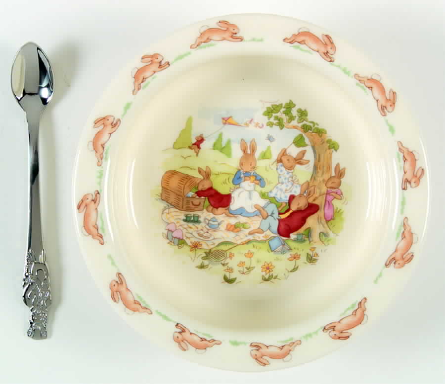 Bunnykins (Albion Shape) 2-Piece Nursery Set (Plate and Spoon) by Royal Doulton-1