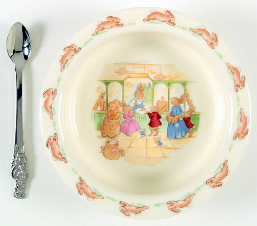 Bunnykins (Albion Shape) 2-Piece Nursery Set (Plate and Spoon) by Royal Doulton-1