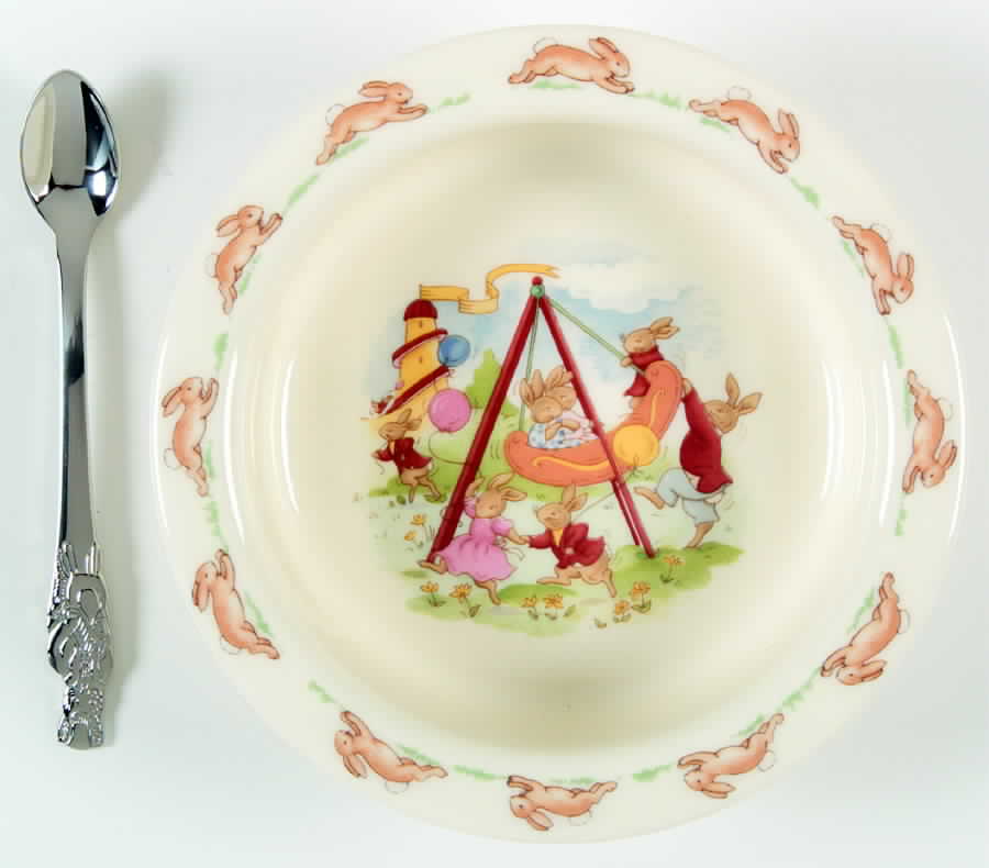 Bunnykins (Albion Shape) 2-Piece Nursery Set (Plate and Spoon) by Royal Doulton-1