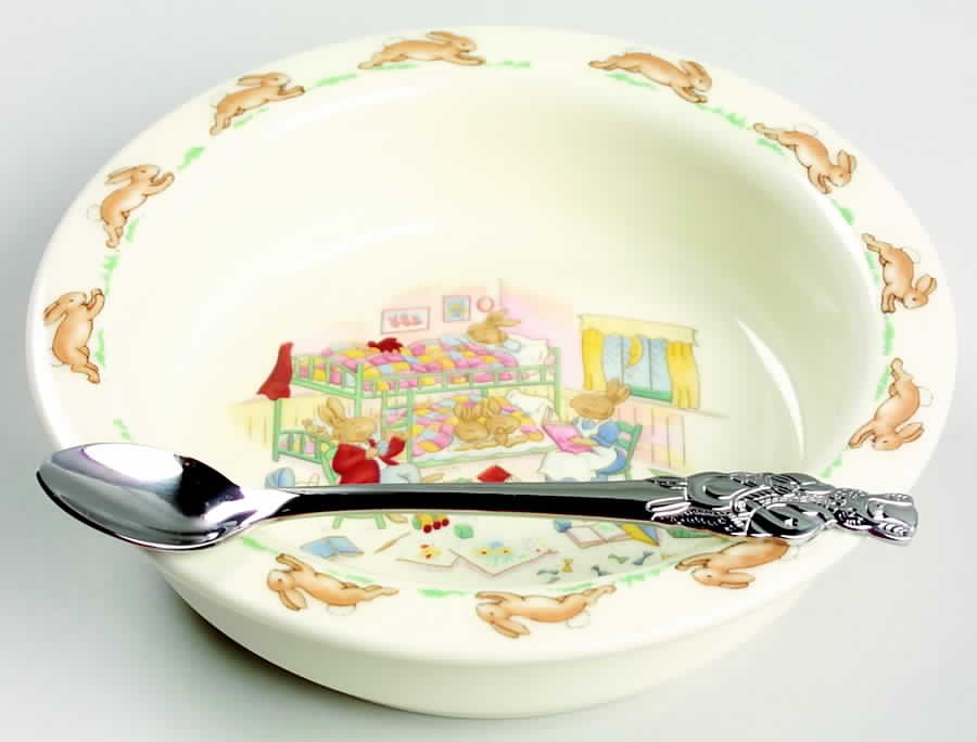 Bunnykins (Albion Shape) 2-Piece Nursery Set (Plate and Spoon) by Royal Doulton-1